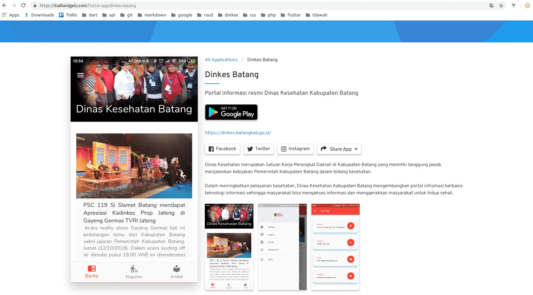 Tampilan aplikasi mobile dinkes batang kedua
